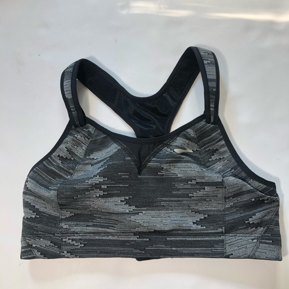 Brooks gray and black racer back sports bra 36C